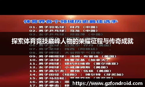 探索体育竞技巅峰人物的荣耀征程与传奇成就